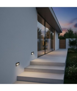 kelvo® STEPART KLV-101-0081 Χωνευτό Φωτιστικό Σκαλοπατιού - Διαδρόμου LED 3W 375lm 45° AC 220-240V Αδιάβροχο IP65 Θερμό Λευκό 2700K - Lumileds SMD Chip & TÜV SÜD Driver - Γκρι Ανθρακί Ματ - Μ10.5 x Π4.5 x Υ6cm - Q9.12 x 4.49cm - 5 Χρόνια Εγγύηση